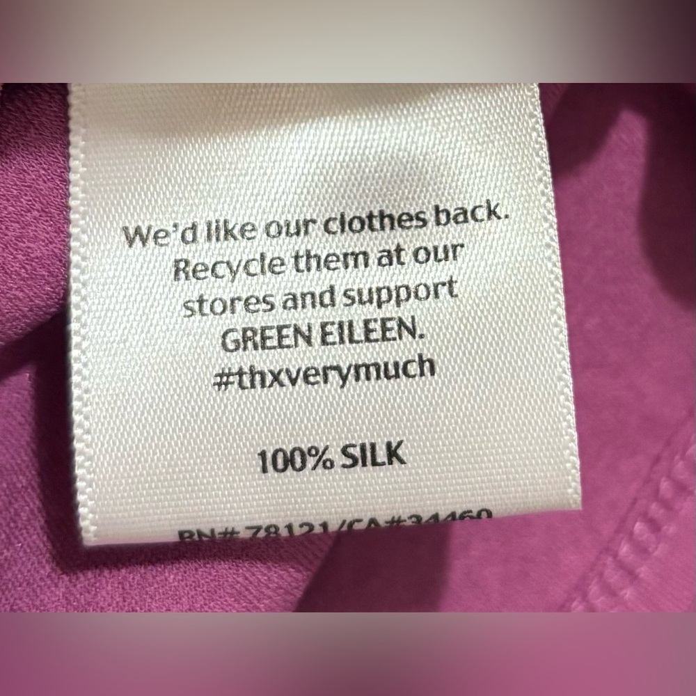 Eileen Fisher Purple 100% Silk Long Sleeve Knit Top Women’s Size Medium - Picture 4 of 4